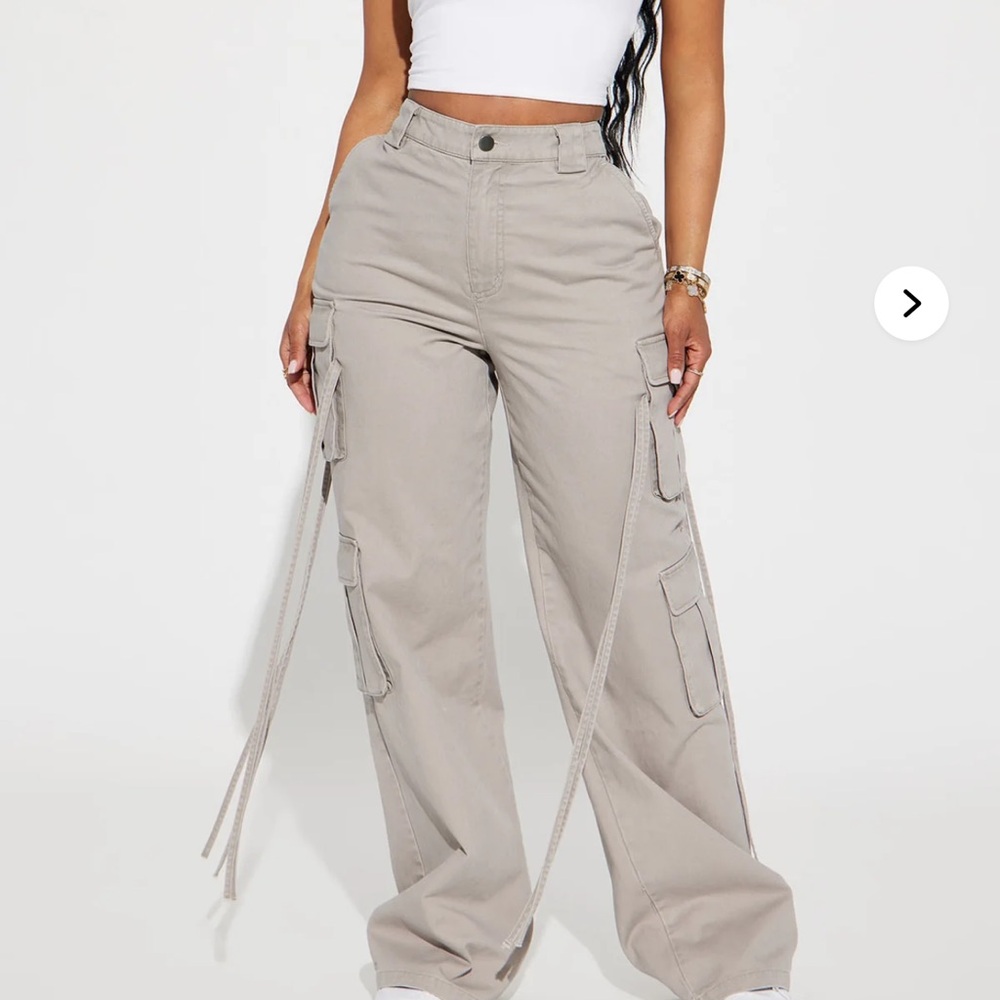 Fashion Nova Grey Wide Leg Cargo Pants